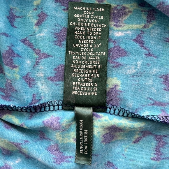 RALPH LAUREN Jersey Blue Green Print Dress Cocktail Batik Moc Wrap Empire, Sz 10 - Picture 6 of 9